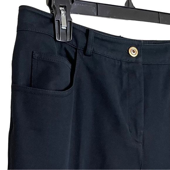 St John Sport Straight Black Crop Jeans Pants Metal Tag Logo 5 Pockets Size 12 - Picture 4 of 14